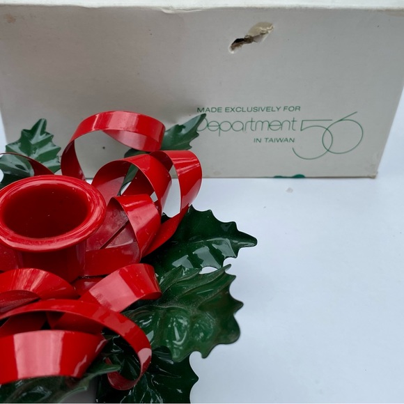 🎄Vintage Christmas Department 56 Dept 56 Holly Metal Ribbon Candle Holder - Picture 4 of 5